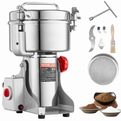 VEVOR 2500G Electric Grain Mill Grinder, High Speed 3400W Commercial Spice Grinders, Stainless Steel Pulverizer Powder Machine, for Dry Grains