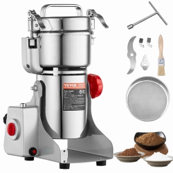 VEVOR 300G Electric Grain Mill Grinder, High Speed 1500W Commercial Spice Grinders, Stainless Steel Pulverizer Powder Machine, for Dry Grains Spices