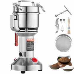 VEVOR 300G Electric Grain Mill Grinder, High Speed 1500W Commercial Spice Grinders, Stainless Steel Pulverizer Powder Machine, for Dry Grains Spices