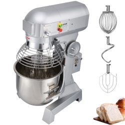 VEVOR Commercial Food Mixer 20Qt 750W 3 Speeds Adjustable 105 180 And 408 Rpm Food Processor Heavy Duty \w Stainless Steel Bowl Dough Hooks Whisk