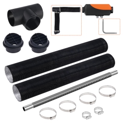 VEVOR Diesel Heating Accessory Kit, 3" Flexible Air Duct, 1" Metal Exhaust Tube, Dual Air Vents, T-Shaped Connector & Clamps, Compatible \w