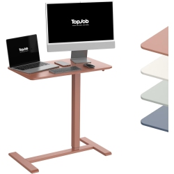 TOPJOB Anydesk Nest Mobile Standing Desk, Portable \w Hidden Wheels Non Folding, Sit Stand Desk, Computer Workstations, Couch Side Table, Bedside