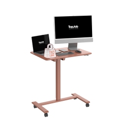 TOPJOB Anydesk Fold Mobile Sit Standing Desk, Portable \w Lockable Wheels, Foldable Stand Desk, Rolling Computer Workstations, Couch Side Table