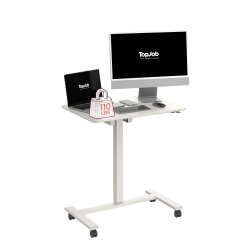 TOPJOB Anydesk Fold Mobile Sit Standing Desk, Portable \w Lockable Wheels, Foldable Stand Desk, Rolling Computer Workstations, Couch Side Table