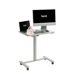 TOPJOB Anydesk Fold Mobile Sit Standing Desk, Portable \w Lockable Wheels, Foldable Stand Desk, Rolling Computer Workstations, Couch Side Table