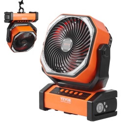 VEVOR 9 Inchportable Fan Rechargeable, Battery Powered Fan \w Led Lantern, 4 Speeds Adjustable & 45°/90°Automatic Swivel & Timer, USB Battery