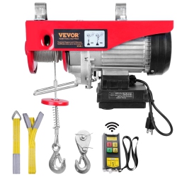 VEVOR 440 Lbs Electric Hoist, 110V Electric Steel Wire Winch \w Wireless Remote Control, 40Ft Single Cable Lifting Height & Pure Copper Motor, For