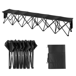 VEVOR 6 Seats Portable Folding Bench, Foldable Sideline Bench, Camping Bench Chairs \w Bag, Team Sport Bench for Football, Camping, Fishing, No