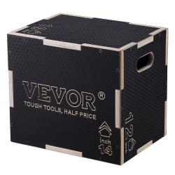 VEVOR 16/14/12 Inch 3 In 1 Plyometric Jump Box Fitness Exercise Plyo Box Wooden