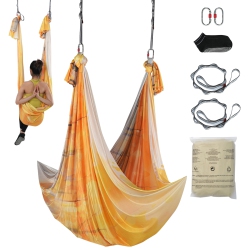 VEVOR Yoga Swing 5.5 Yards Aerial Hammock Nylon Hanging Sling Inversion In Gold