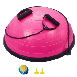 VEVOR 23 Inch Ball Trainer Half Fitness Yoga Balance Stability Ball Resistance Band In Pink