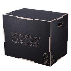 VEVOR 30/24/20 Inch 3 In 1 Plyometric Jump Box Fitness Exercise Plyo Box Wooden