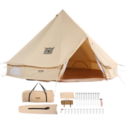 VEVOR Canvas Bell Tent, 4 Seasons 6 M/19.68 Ft Yurt Tent, Canvas Tent for Camping With Stove Jack, Breathable Tent Holds Up to 10 People