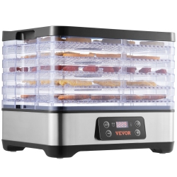 VEVOR Food Dehydrator Machine, 5-Tray Fruit Dehydrator, 300W Electric Food Dryer W/ Digital Adjustable Timer & Temperature for Jerky, Herb, Meat