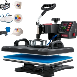 VEVOR Heat Press, 5 In 1 Heat Press 12X15 Machine Machine, Digital Precise Temperature Control, Clamshell Sublimation Transfer Printer Fast Heat-Up