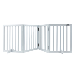 VEVOR Freestanding Pet Barrier, 24" Height X 80.3" Width, 4-Panel Folding Dog Gate for Various Openings, Expandable And Quiet Foot-Supported Indoor