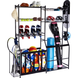 VEVOR Golf Storage Garage Organizer, 2 Golf Bag Storage Stand Holder, Outdoor Steel Ball Cart, Sports Gear And Toys Storage Shelves \w Baskets &