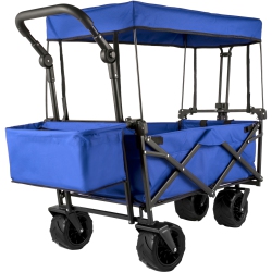 VEVOR Extra Large Collapsible Garden Cart With Removable Canopy, Folding Wagon Utility Carts With Wheels And Rear Storage, Wagon Cart