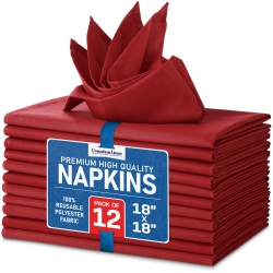 CANADIAN LINEN Dinner Napkins, 18"x18", 12 Pack Polyester Reusable Washable Banquet Table Linen Food Napkins for Wedding Dinners, Resorts Parties