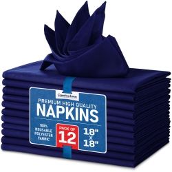 CANADIAN LINEN Dinner Napkins, 18"x18", 12 Pack Polyester Reusable Washable Table Linen Color Napkins for Dinner Hotel Kitchen Lunch Resort Party