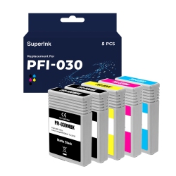 SUPERINK Compatible Canon Pfi-030 Ink Cartridge Combo Mbk/bk/c/m/y By