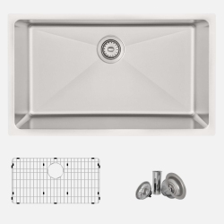 STYLISH Dual-Mount 31" Single-Bowl Stainless Steel Kitchen Sink With Grid And Strainer S-402G