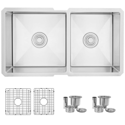 STYLISH Undermount 33 Inch Stainless Steel 60/40 Double Bowl 60/40 Kitchen Sink S-322Xg
