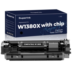 SUPERINK Compatible HP 138X W1380X Toner Cartridge With Chip By In Black