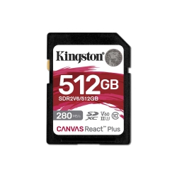 KINGSTON TECHNOLOGY - Canvas React Plus V60 Sd Memory Card, Sdxc Uhs-Ii 280R/100W U3/v60/4K, 512GB Capacity