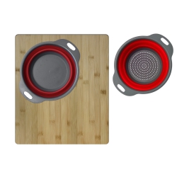 STYLISH Over The Sink Large Cutting Board With Colander Set