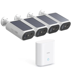 AOSU C8E-4H 3Mp Solar-Powered Dual Band Wi-Fi Cameras Kit \w 2-Way Audio, Auto Cross-Tracking Function, Color Night Vision, Ai Alerts & Alarms And