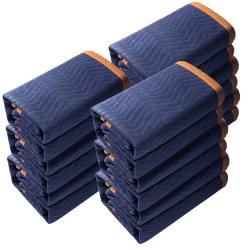 VEVOR 80" X 72" Moving Blankets, 65 Lbs/dz Weight, 12 Packs, Professional Non-Woven & Recycled Cotton Packing Blanket, Heavy Duty Mover Pads For
