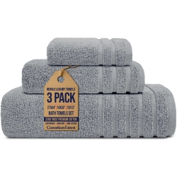 CANADIAN LINEN Royale Towels, Pack Of 3 (Bath, Hand, Face Cloth Set), Soft Absorbent Cotton Lightweight Quick Dry Towels for Home Salon Gym, Light