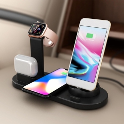 YOULIGHTS 4 In 1 Wireless Charging Station, Phone Charging Station Adjustable Phone & Watch Charger Station Stand Chargers for Multiple Devices