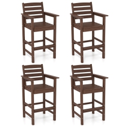 GYMAX Patio Bar Stools Set Of 4 Tall Adirondack Chair W/ Backrest Armrests & Footrests