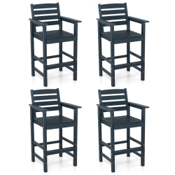 GYMAX Patio Bar Stools Set Of 4 Tall Adirondack Chair W/ Backrest Armrests & Footrests