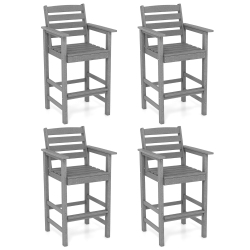 GYMAX Patio Bar Stools Set Of 4 Tall Adirondack Chair W/ Backrest Armrests & Footrests