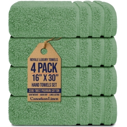 CANADIAN LINEN Royale Hand Towels Set, 16"x30", 4 Pack, Soft Absorbent Cotton Lightweight Quick Dry Large Hand Towel for Home Hotel Spa Sports