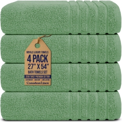 CANADIAN LINEN Royale Bath Towels Set, 27"x54", 4 Pack, Soft Absorbent Cotton Lightweight Quick Dry Oversized Bathroom Towel for Home Spa Salon