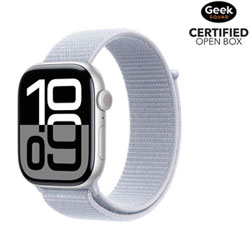 Open Box - Apple Watch Series 10 (GPS + Cellular) 46mm Silver Aluminum Case with Blue Cloud Sport Loop