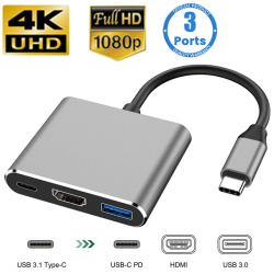 SHERVIN USB C to HDMI Adapter \w 4K HDMI Output, Type-C Hub Converter to 4K HDMI USB 3.0 Port And Pd 100W Charging Port, USB-C Av Multiport Adapter