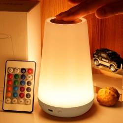 MYACUC 13-Color Bedroom Night Light, Dimmable Touch Lamp With Remote Control, Portable Desktop Bedside Lamp