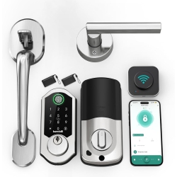 HORNBILL Wifi Smart Lock With Handles, Keyless Entry Keypad Door Lock, 11-In-1 Smart Deadbolt Alexa Fingerprint Door Lock, Remote App - Satin Nickel
