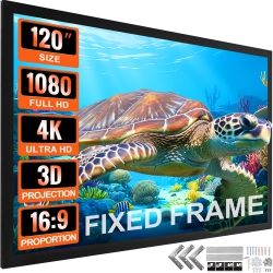 VEVOR Projection Screen 120Inch 16:9 Movie Screen Fixed Frame 3D Projector Screen for 4K HDtv Movie Theater Home