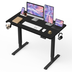 MotionGrey Ergo 2 - Adjustable Electric Standing Desk with Memory Settings - 43" x 24" Black Top Black Frame - Ergonomic Desk for Home and Office - With Cup Holder and Hook