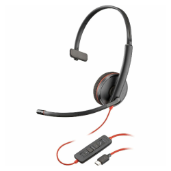 HP Poly Wire 3210 Mono USB-C Headset + USB-C/a Adapter, Wired, Noise-Canceling Mic, 3.5MM In Black