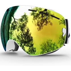 PETGINHOME Ski Goggles, Winter Snow Sports Snowboard Goggles Youth & Men Women Skiing Skating Snowmobile, A18-Matter Frame/gold (Vlt 13.5%) In White