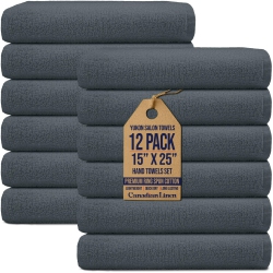 CANADIAN LINEN Yukon Hand Towels Set, 12 Pack, 15"x25", Soft Absorbent Cotton Lightweight Quick Dry Hand Towel for Hotel Resort Salon Restaurant