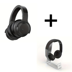 30 Hours Playtime Noise Cancelling Wireless Headphones with Aluminum Stand