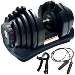 MOTIONGREY Adjustable Dumbbell 10 Lb to 90 Lb -15 Weight Settings \w Anti-Slip Handle - Perfect for Home Gym Exercise & Workout Equipment - Free